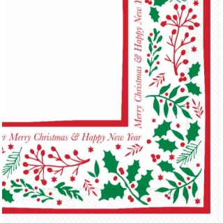 40cm 2 Ply Napkin Jolly Holly 